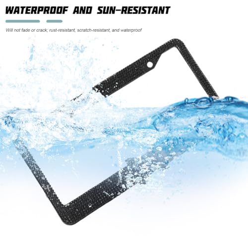 Bling Car License Plate Frame for Women, 2PCS Crystal Rhinestone Stainless Steel Vehicle Plate Holder, Glitter Diamond Sparkly Auto Plate Cover Accessories, Universal Fit (Black/Black Bow) - color: Black/Black Bow