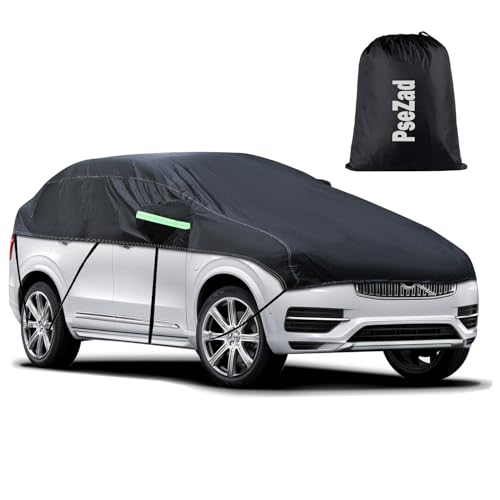 Universal SUV MPVHalf Car Cover Waterproof All Weather, Hail Protector Car Body Covers Outdoor Indoor for All Season Windproof Dustproof UV Resistant Snowproof Protect Your Windshield and Roof - color: Black SUV MPV