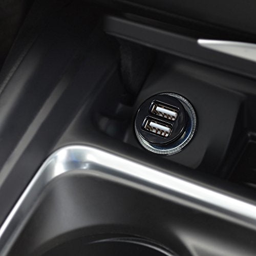 Cable Matters 2-Pack 10W 2A Flush Mount Mini Dual USB Car Charger with Smart Charging Chipset for iPhone 16/15 Pro Max Plus, Samsung Galaxy S23, S23 Ultra, Google Pixel 7a, Pixel 7 Pro, and More