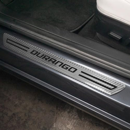 iPick Image for Dodge Durango Silver Real Carbon Fiber 4 Pcs Universal Door Sill Step Protector Kick Plates - Official Licensed - color: Silver