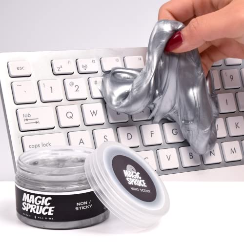 MAGIC SPRUCE Cleaning Gel for Car Interior, Universal Car Cleaning Kit With Mint Scented Luxury Silver Cleaning Gel Putty Reusable, Non-Water Keyboard Cleaner for Laptop Dust Cleaning in Containers - color: Luxury Silver