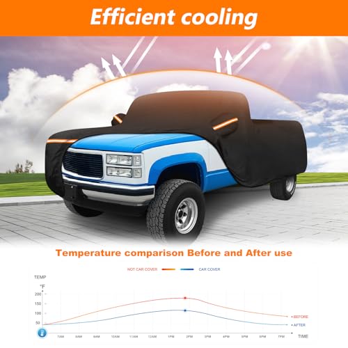 Car Cover for Chevrolet C10 C20 K10 K20 Short Bed 1960-1991, All Weather Waterproof 420D Oxford Cloth with Cotton Lining, Outdoor Car Cover with Windproof Straps, Heavy Duty Sun Rain Snow Protection - size: for Chevy C/K 1960-1991