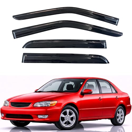 KPY Rain Guards Fit for 1998-2002 Toyota Corolla Sedan, Out-Channel Window Visors Vent Wind Deflectors 4PC, Car Accessories for 1998-2002 Chevrolet/Chevy Prizm - size: 1998-2002 Corolla Sedan & 1998-2002 Prizm