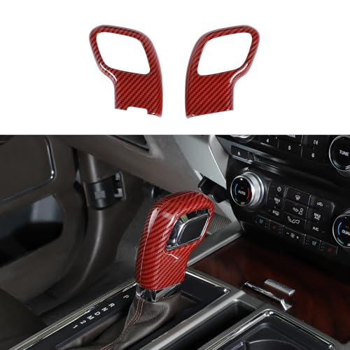 CheroCar Gear Shift Lever Knob Cover Trim Fit for 2015 2016 2017 2018 2019 2020 Ford F150 F-150 Interior Accessories,Red Carbon Fiber - color: Red Carbon Fiber