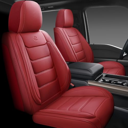 Full Coverage Faux Leather Car Seat Covers Full Set,Automotive Seat Covers for Cars,SUVs Pick-up Truck, Car Seat Cushion, Wine Red Seat Covers,Front Seat Cover,Car Seat Protector - color: Wine Red, size: Front Pair