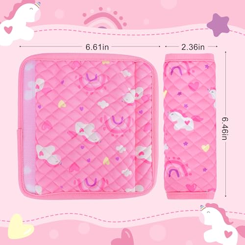INFANZIA Car Seat Strap Covers for Infants Babies, Soft Carseat Shoulder Pads for Kids, Double-Sided Use Seatbelt Cushion Covers for Stroller, Pushchair & High Chair (Pink) - color: Pink