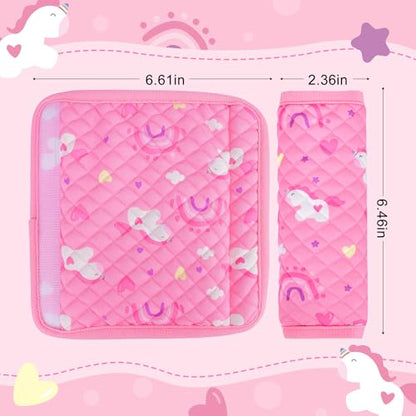 INFANZIA Car Seat Strap Covers for Infants Babies, Soft Carseat Shoulder Pads for Kids, Double-Sided Use Seatbelt Cushion Covers for Stroller, Pushchair & High Chair (Pink) - color: Pink