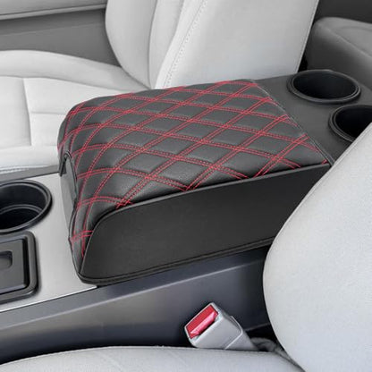 KBH Center Console Armrest Cover for F150 2004-2014, Lincoln Mark LT 2006-2008, Ford Expedition 2007-2017, Anti-Scratch, Black-Red Stitch (Fits Bucket Seat Console Only) - size: Bucket Seat, 04-14 F150, Red Stitch