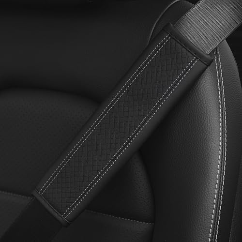 2PCS Car Seat Belt Cover, Soft Shoulder Strap Covers Harness Pads, Safety Leather Seatbelt Comfort Driving Cushion Protect Your Shoulder and Neck Universal for Car, SUV,Truck (Black/Gray) - color: Black/Gray