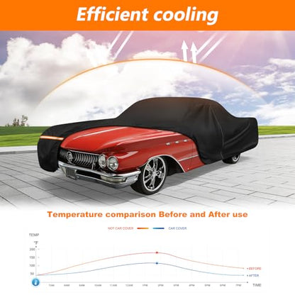Car Cover for Buick Lesabre 1959-1970, 420D Oxford Cloth Full Car Cover Waterproof All Weather Outdoor Heavy Duty with Windproof Straps, UV Sun Dust Protection, Driver Side Zipper (Black) - size: for Buick Lesabre 1959-1970