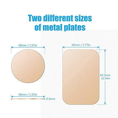 Mount Metal Plate with Adhesive for Magnetic Cradle-Less Mount -X4 Pack 2 Rectangle and 2 Round (Compatible with Magnetic mounts) (Gold) - color: Gold