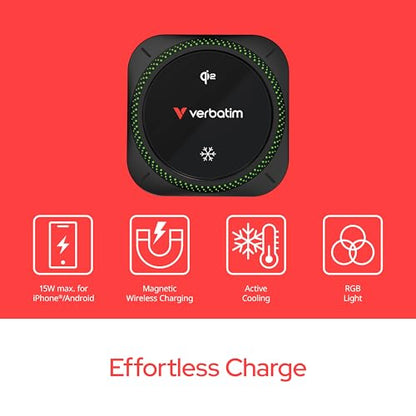 Verbatim Charge 'n’ Drive Qi2 Magnetic Wireless Car Charger – RGB Lighting - style: Qi2 Magnetic Wireless – RGB Lighting
