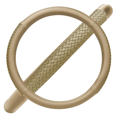 Flying Banner car Steering Wheel Cover Faux Leather Massage Universal fit 3D Honeycomb Hole Anti-Slip Sporty 15 Inches (Tan Tan) - color: Tan Tan
