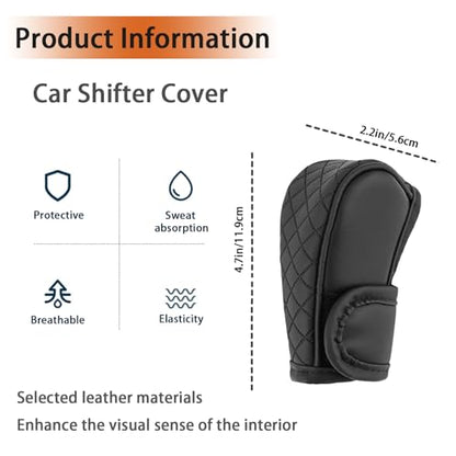 Car Gear Shift Cover Diamond Lattice Design Manual & Automatic Shift Knob Cover Anti-Scratch PU Leather Shift Knob Universal Car Accessories for Cars,Trucks,SUVs (Black) - color: Black