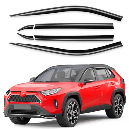 Tape-On 6pcs Rain Guards Window Visors Fit for Toyota RAV4 2019 2020 2021 2022 2023 2024 2025, Low-Profile Window Deflectors for RAV 4, Out-Channel Vent Shades Smoked - size: Fit for 2019-2025 Toyota RAV4