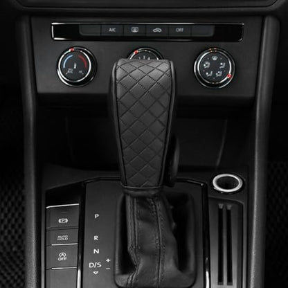 Cxtiy Gear Shift Knob Cover PU Leather Car Stick Shift Knob Cover Universal Fit for Most Cars, Non-Slip Gear Shifter Protector, Stylish Gear Shift Hoodie (Beige) - color: Beige