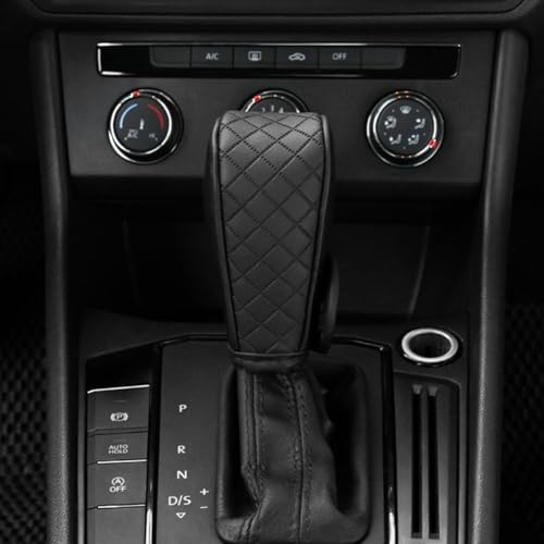 Cxtiy Gear Shift Knob Cover PU Leather Car Stick Shift Knob Cover Universal Fit for Most Cars, Non-Slip Gear Shifter Protector, Stylish Gear Shift Hoodie (Black) - color: Black