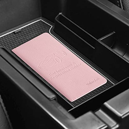 Valardoh Premium Car Registration and Insurance Card Holder, Car Document Holder for Cards, Driver License & other Essential Documents (Pink) - color: Pink