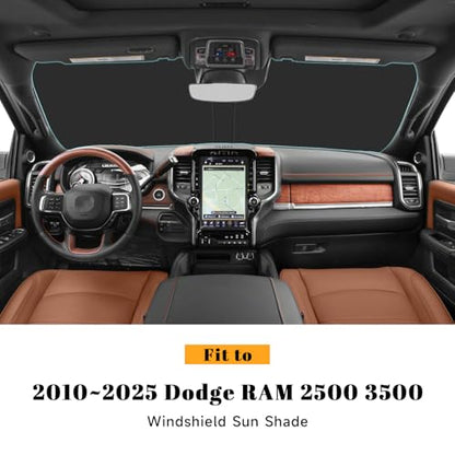 Car Windshield Sun Shade for Dodge 2010-2025 2026 RAM 2500 3500 Accessories (OEM Design) Reflective Foldable Heat Insulation Sunshade for Ultimate Protection - size: for 2010-2025 RAM 2500 3500