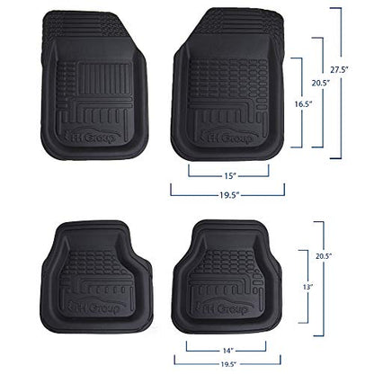 FH Group Automotive Floor Mats - Deep Dish Floor Mats, TPO Plastic Climaproof Floor Mats for Cars, Universal Fit, Trimmable Car Floor Mats, Full Set, Floor Mats for Sedan, SUV, Truck Floor Mats Black