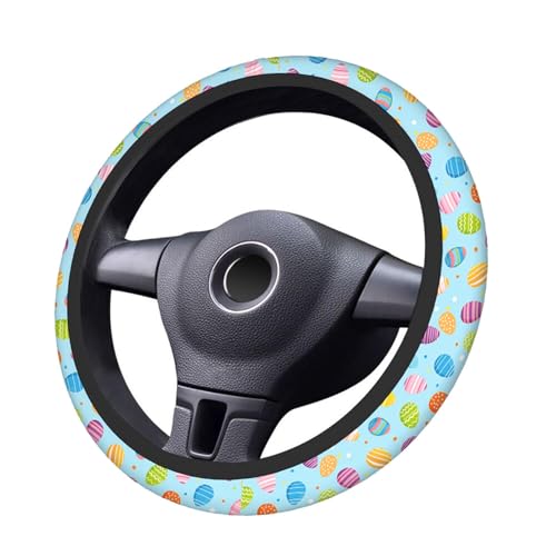 Swono Easter Eggs Steering Wheel Cover, Colorful Easter Eggs Breathable Auto Car Steering Wheel Cushion Case for Men Universal 15 Inch Steering Wheel Protection - color: Easter Eggs