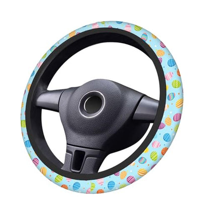 Swono Easter Eggs Steering Wheel Cover, Colorful Easter Eggs Breathable Auto Car Steering Wheel Cushion Case for Men Universal 15 Inch Steering Wheel Protection - color: Easter Eggs