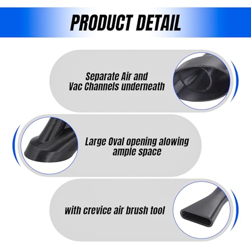 Air Vacuum Attachment with Crevice Tool for Tornador Mini Z-007-2-in-1 Blow & Vacuum for Interior Detailing - Fits 1 1/4" Vacuum Hose