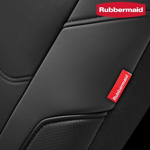 Rubbermaid Leather Car Seat Cover – Universal Front Seat Cover, Airbag Compatible, Easy to Install, Water-Resistant and Durable Automotive Seat Cover for Cars, Trucks, SUVs, Vans – Black - color: Black
