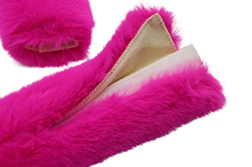 Pinbola 5pcs in 1 Set Faux Wool Steering Wheel Cover Soft Fluffy Handbrake Cover & Gear Shift Cover & 2pcs Seat Belt Shoulder Pads Warm Universal Fit for 15 Inch (Purple Pink) - color: Purple Pink