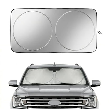 Ford Expedition Windshield Sun Shade, Custom Fit Foldable Front Window Sunshade Visor, Reflective UV and Heat Block Interior Protector, Fits 1997–2024 Models - size: For Ford Expedition 2018-2025
