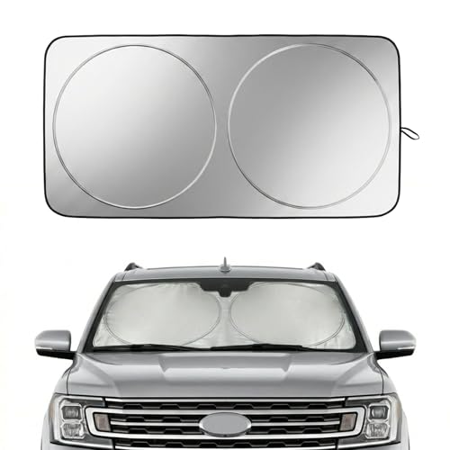 Ford Expedition Windshield Sun Shade, Custom Fit Foldable Front Window Sunshade Visor, Reflective UV and Heat Block Interior Protector, Fits 1997–2024 Models - size: For Ford Expedition 2018-2025