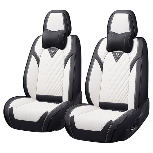 Front Seat Covers for Chrysler Voyager 2000-2025, Premium Car Seat Cushion,Waterproof Seat Protectors, Luxury Automotive Interior Accessories (2-Seat Set with Pillow, Black/Beige) - color: Black&Beige, size: 2-Seats Set with Pillows