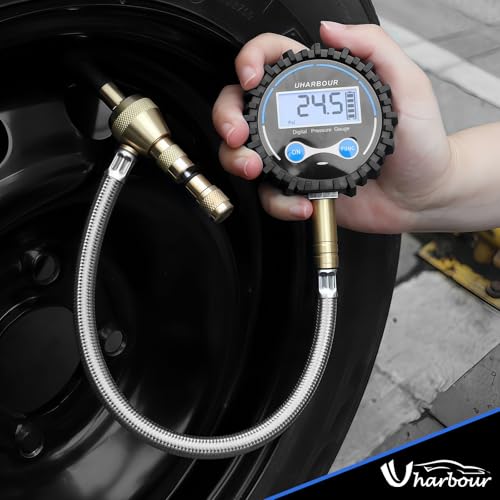 4X4 Rapid Air Down Tire Deflator with Digital Gauge (0-100PSI) ， 2.5" Easy Read Glow Dial & Solid Brass Hardware-Automatic Tire Air Down Tool for Jeep, Truck or ATV