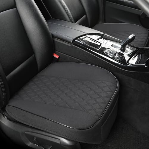 West Llama Linen Front Car Seat Cover Protector Anti-Slip Bottom Seat Cover Fits 95% of Vehicles,Wrapping Around The Bottom,Diamond Pattern(Black-2Pcs) - color: Diamond Pattern-Black, size: 2pc