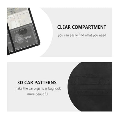 Car Registration and Insurance Holder,PU Leather Car Glove Box Organizer Car Document Holder for ID,Driver's License (Black) - color: Black
