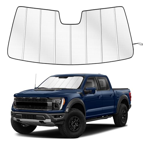 Windshield Sun Shade for Ford F150 2021-2026 Custom Fit Accordion Folding Design Window Sunshade Car Accessories, Full Coverage Sun Visor Protector - Blocks 99% UV Rays - size: Ford F150 2021-2026