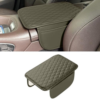 Upgraded Car Middle Center Console Cover with 2 Storage, Universal Microfiber Leather Car Armrest Cover Cushion Universal Vehicle Middle Console Cover, Most Vehicle, SUV, Truck. (Light Beige) - color: Light Beige