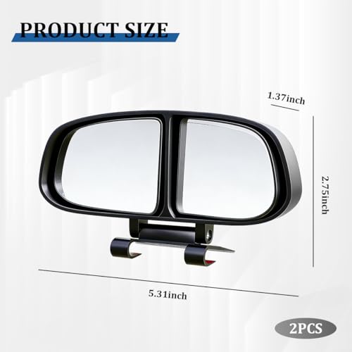 Car Blind Spot Mirror, 2PCS HD Glass Frameless Convex Wide Angle 360 Degree Adjustable Side Mirror Blindspot, Automotive Exterior Rearview Glass, Universal for Vehicles - size: 2PCS