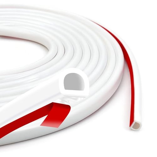 D Shape Weather Stripping Door Seal 20FT,White Color Silicone Weather Stripping,T-Shaped Seal Strip for Door Frame Window Seal (White, 3/8" W × 1/4" T) Size S - color: White, size: 3/8" W × 1/4" T