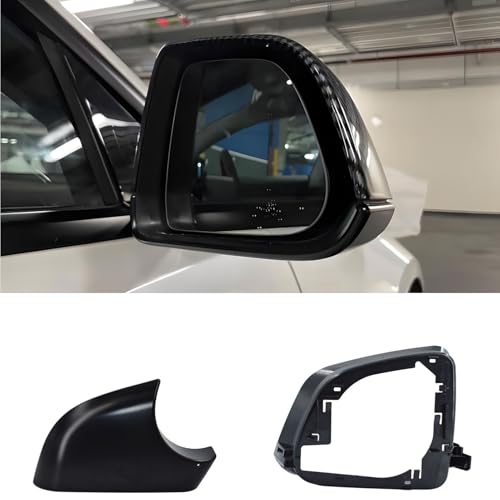 Fits For Tesla Model Y Right Passenger Side Wing Mirror Cover and Mirror Frame Set Rearview Lower Holder Tray Cap Housing 2021-2024(right side black) - size: Model Y Right Side Black