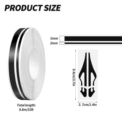 2 Rolls of Car Pinstripe Tape, Silver Pinstripe Body Sticker, Vinyl Thin Car Stripe Pinstripe Tape, for Motorcycle, Car, Racing DIY Body Sticker Tape (Black) - color: Black