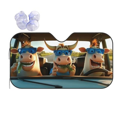 Funny Cow Car Sun Shade Windshield Sunshade Foldable Front Window Shield Cover for Truck SUV - color: Blue4