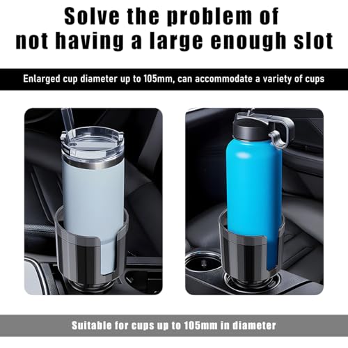Yourkar Car Cup Holder Extender, Automotive Insert Cup Holder with Adjustable Base, Expandable Auto Adapter Accommodates Cups with Ears and Large Water Bottles, Car Accessories