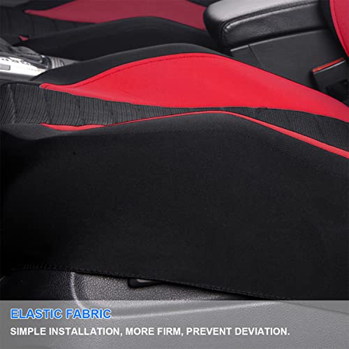 Car Front Seat Covers, Bucket One-Piece Auto Front Seat Protectors, 2PCS Premium Breathable Vehicle Seat Cushions Airbag Compatible, Car Accessories Universal for SUVs, Trucks, Car (Red) - color: Red