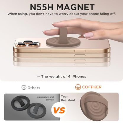 Magnetic Phone Grip Ring Holder, Liquid Silicone Magnet Cell Phone Grip Finger Loop, Compatible with Magsafe, Back of Phone for iPhone 17/16/15/14/13/12 Series, Light Brown - color: Light Brown
