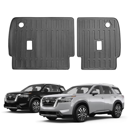 Vanseno for 2022-2025 8 Seats Nissan Pathfinder Kick Mats Backrest Mat Back Seat Mat Seat Back Covers All Weather TPE Interior Protector for Nissan Pathfinder Accessories (8 Seater) - color: Fit 2022-2025 8 Seats Nissan Pathfinder