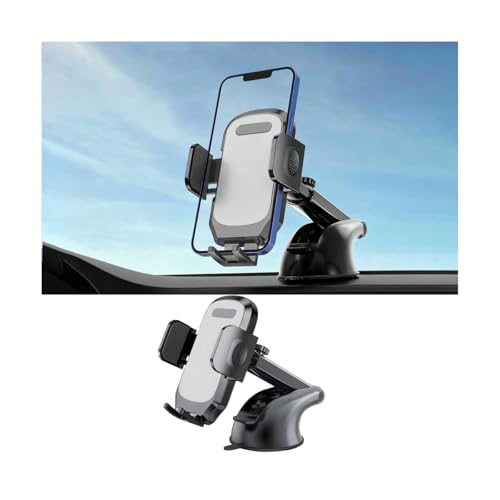 Car Phone Holder, Strong Suction Cup Vehicle Windshield Dashboard Air Vent Cellphone Mount, 360° Rotating Adjustable Smartphone Holder, Universal Automotive Accessories (Gray) - color: Gray