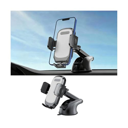 Car Phone Holder, Strong Suction Cup Vehicle Windshield Dashboard Air Vent Cellphone Mount, 360° Rotating Adjustable Smartphone Holder, Universal Automotive Accessories (Gray) - color: Gray