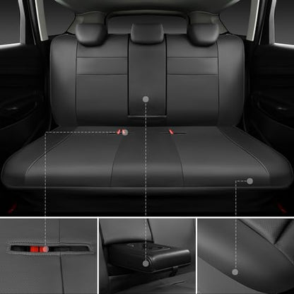 CAR PASS Leather Seat Covers Full Set Universal Water Resistant 3D Foam Back Support, Luxury Comfort Automotive 5 Seat Covers All Season Fit for SUV,Sedan,Van, Airbag Compatible Elegance (Gray) - color: All Gray