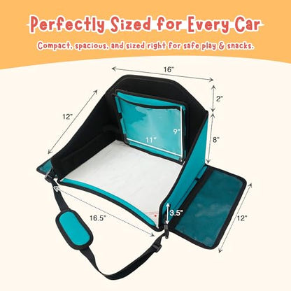 Kids Travel Tray for Car Seat – Gray – The Essential Travel Lap Desk with Removable Tablet Holder, Built-In Storage, and Stabilized Panels, Must Have Car Tray for Kids on Road Trips - color: Gray